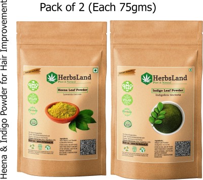 HerbsLand Hibiscus And Indigo powder for Hair Improvement (75gm Each)(150 g)