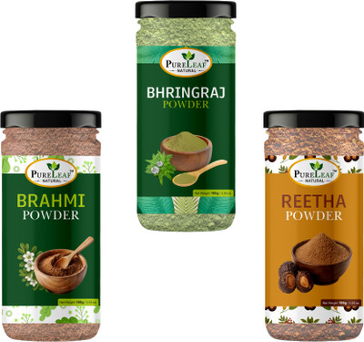 PURELEAF Natural Brahmi, Bhringraj & Reetha Powder | Hair Care & Hair Growth | Eaach(100 g)
