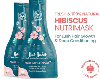 Nat Habit 5-Oil Hibiscus FRESH Hair Mask|Hair Growth,Hairfall Contro,Frizzy Hair Treatment(80 g)