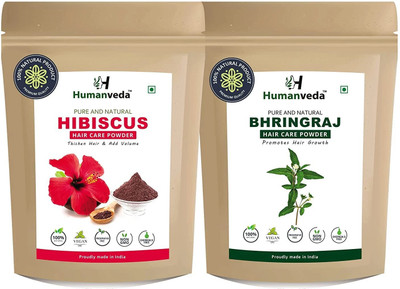 Humanveda Bhringraj & Hibiscus Powder Natural & Pure for Hair (100g + 100g=200g) pack of 2(200 g)