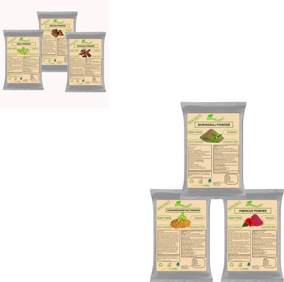 Activeland Amla Reetha Shikakai Bhringraj Hibiscus & Fenugreek Powder for Hairs (70gm/Each)(420 g)