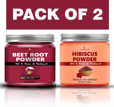 voorkoms Hibiscus With Beetroot Powder 100g Each Natural Hair and Skin Care Powders(200 g)
