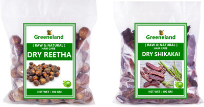 GREENELAND -ORG- DRY REETHA & DRY SHIKAKAI / ( Dry Raw Herb ) ( 100 X 2 ) 200 GM(200 g)