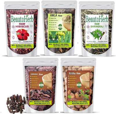 Beautoherb Amla Aritha Shikakai Bringraj Hibiscus Raw curly(500 g)