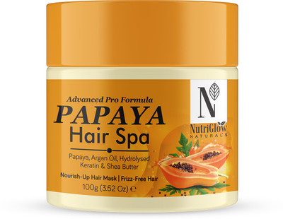 NutriGlow NATURAL'S Advanced Pro Formula Papaya Spa with Argan Oil for Shiny & Bouncy Hair(100 g)
