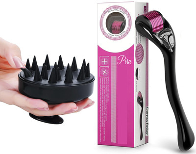 Piru 2-in-1 Hair Care Combo: Scalp Massager Brush & Microneedling Roller for Enhanced Hair Growth(2 Items in the set)