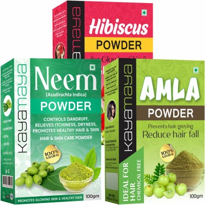 Kayamaya Herbal Powder (Hibiscus + Amla + Neem) Combo Pack (Set of 3)(300 g)