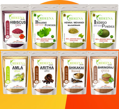 Rideena Herbal & Natural Aritah Amla Shikakai Bhringraj hibiscus Brahmi Heena Indigo(800 g)