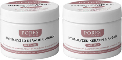 PORES BE PURE Hydrolyzed Keratin & Argan Hair Mask Pack of 2(400 g)