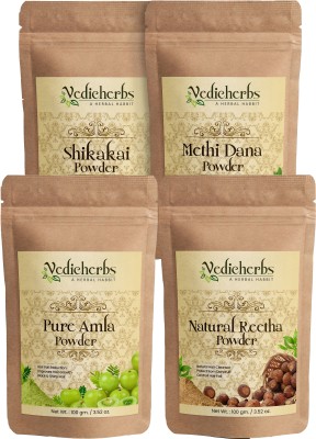 Vedicherbs Amla, Reetha, Shikakai & Methi Dana Powder - Hair Pack for Healthy Hair Combo(400 g)