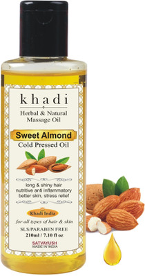 Satvayush Khadi Almond Oil (Badam Tel) For Hair & Body Massage Natural & Herbal Hair Oil(210 ml)