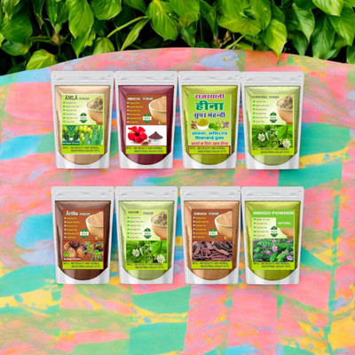 Beautoherb Fresh Amla,Reetha,Shikakai,Bhringraj,Hibiscus,Brahmi,Indigo,Henna Hair Shine(402 g)