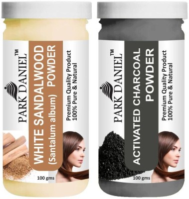 PARK DANIEL Natural White Sandalwood Powder & Activated Charcoal Powder Combo Pack of 2 Jars of 100 gms(200 gms)(200 g)