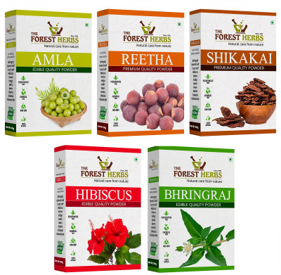 The Forest Herbs Natural Care From Nature Amla, Reetha, Shikakai, Bhringraj & Hibiscus Powder - Hair Combo Pack Each 100g(500 g)