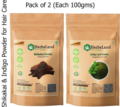 HerbsLand Shikakai And Indigo powder for Hair Improvement (100gm Each)(200 g)