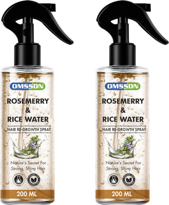 OMSSDN Rosemary & Rice Water Spray for Hair Re-Growth, Hair Fall Control- 200 ml X 2-(400 ml)