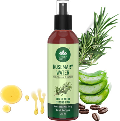 Greenworth Rosemary Water spray for Hair Growth | Goodness of Rosemary Aloe vera & caffiene(200 ml)