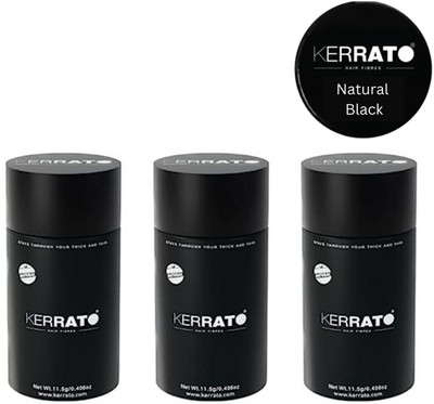 KERRATO HAIR FIBRES for Thinning Hair 11.5g (Natural Black) Conceals Hair Loss in 10 Sec (Pack of 3)(11.5 g)