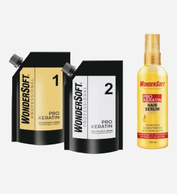 Wondersoft 1000ML Pro Keratin Straightening Cream & Neutralizer Cream & Keratin Serum 100ml(1100 ml)