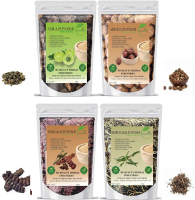 Beautoherb Natural Amla reetha shikakai Bhringraj raw for anti-hair fall(400 g)
