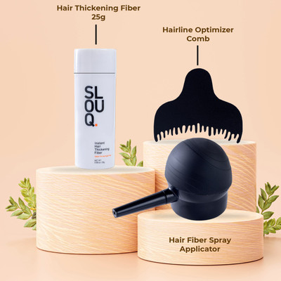 SLOUQ Hair Thickening Fiber Kit with Hairline Comb & Spray Applicator(25 g)