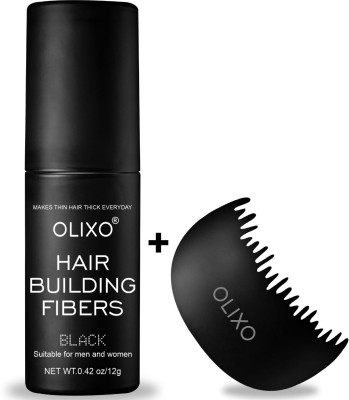 OLIXO Hair Building Fibers (Black) For Men & Women(12 g)