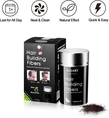 revary Black Hair Building Fibers For Bald spots Hair Loss Concealer in seconds(22 g)