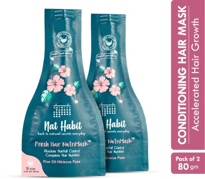 Nat Habit 5-Oil Hibiscus FRESH Hair Mask|Hair Growth,Hairfall Contro,Frizzy Hair Treatment(80 g)