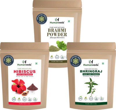 Humanveda Bhringraj + Hibiscus + Brahmi Natural Powder - Combo Pack(300 g)