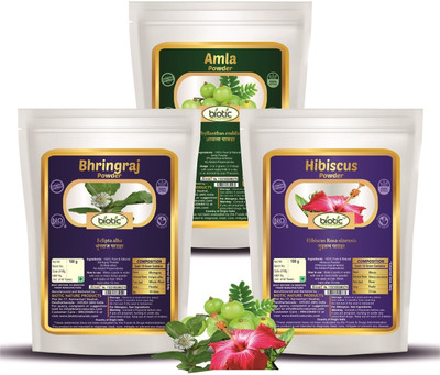 biotic Bhringraj, Hibiscus and Amla Powder (100g each)(300 g)