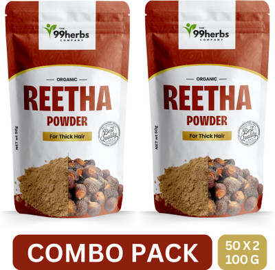 The 99 Herbs Company The 99 Herbs Reetha Powder (Pack of 2) – Ayurvedic Hair Care & Hair Fall Control(100 g)