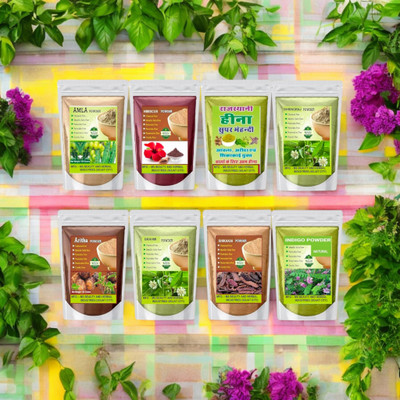 Beautoherb Fresh Amla,Reetha,Shikakai,Bhringraj,Hibiscus,Brahmi,Indigo,Henna Cares(405 g)