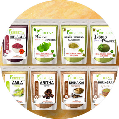 Rideena Herbal And organic Aritah Amla Shikakai Bhringraj hibiscus Brahmi Heena Indigo(800 g)