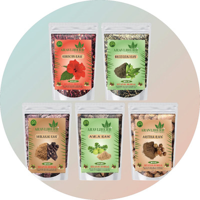 Aravliherb Amla Reetha Shikakai Bhringraj Hibiscus raw pure(500 g)