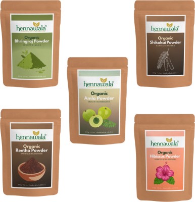 Hennawala Amla, Reetha, Shikakai, Bhringraj and Hibiscus Powder for Hair Growth 200g x 5(1000 g)