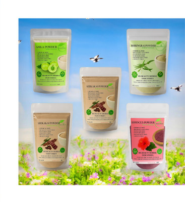 Beautoherb Amla Reetha Shikakai Bhringraj Hibiscus powder For Hair 5 pack(250 g)