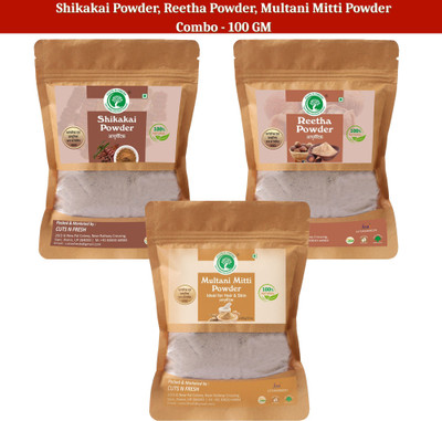 cuts n fresh Pure Herbal Trio – Shikakai Reetha Multani Mitti Powder(100 g)