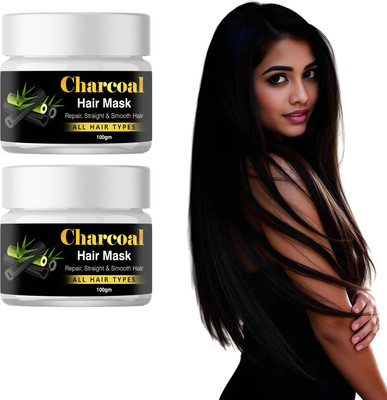 VSK Pack of 2 Charcoal Hair Mask for Frizz-Free Smooth Hair(200 g)