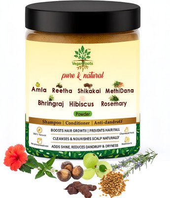 VEGAN ROOTS Natural Shampoo With Amla Reetha Shikakai Bhringraj Hibiscus Methidana Rosemary(250 g)