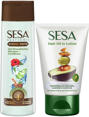 SESA Hair Treatment Combo - Strong Roots Shampoo 200ml + Hair Oil In Lotion(300 ml)