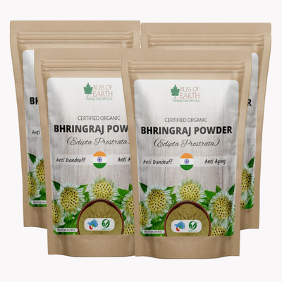 Bliss of Earth 4x453GM USDA Organic Bhringraj Powder For Hair Growth Pack Of 4(1812 g)