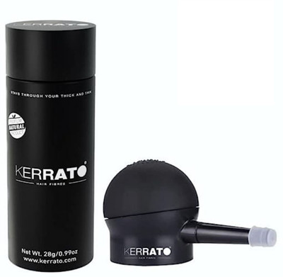 KERRATO HAIR FIBRES For Thinning Hair 28 gm (Natural Black) and Pump Applicator(28 g)