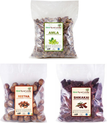 HMI AYURVEDA Whole Dried Amla, Reetha, Shikakai Raw Form for Hair Care Combo Each 100 Gms(300 g)