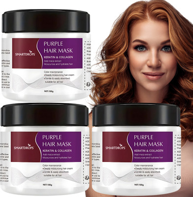smartdrops Purple Hair Pack | Hair Smooth Care Cream | Hair Conditioning Formula(300 g)