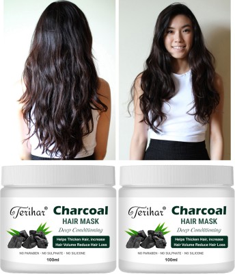 TERIHAR Charcoal Hair Mask For Damage Rapair Hair,Silky and Smoothing Hair (2 pcs)(200 ml)