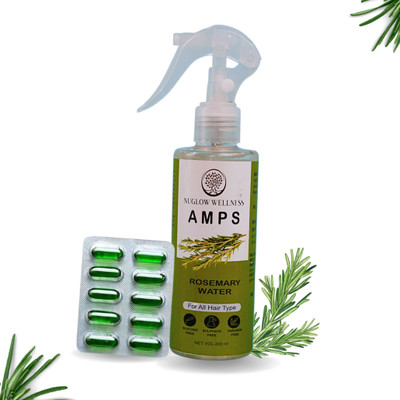 NUGLOW WELLNESS NUGLOW AMPS ROSEMARY WATER + (VITAMIN E COMBO) SPRAY FOR HAIR GROWTH(200 ml)