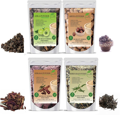 Beautoherb Natural Amla reetha shikakai bhringraj raw for hair combo(400 g)