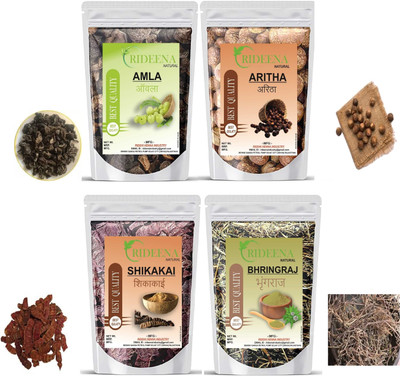 Rideena Pure & Organic Amla Reetha Shikakai Bhringraj raw 100x4=400(400 g)