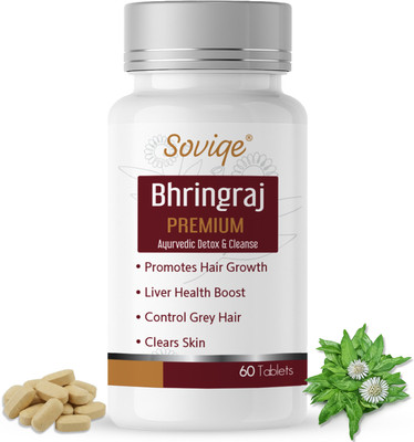 soviqe Bhringraj Tablet | 100% Natural & Pure | Hair Growth, Scalp Care & Heart Health(60 g)