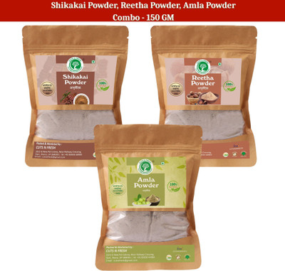 cuts n fresh Organic Amla Reetha Shikakai 3-in-1 Herbal Hair Treatment Pack(150 g)